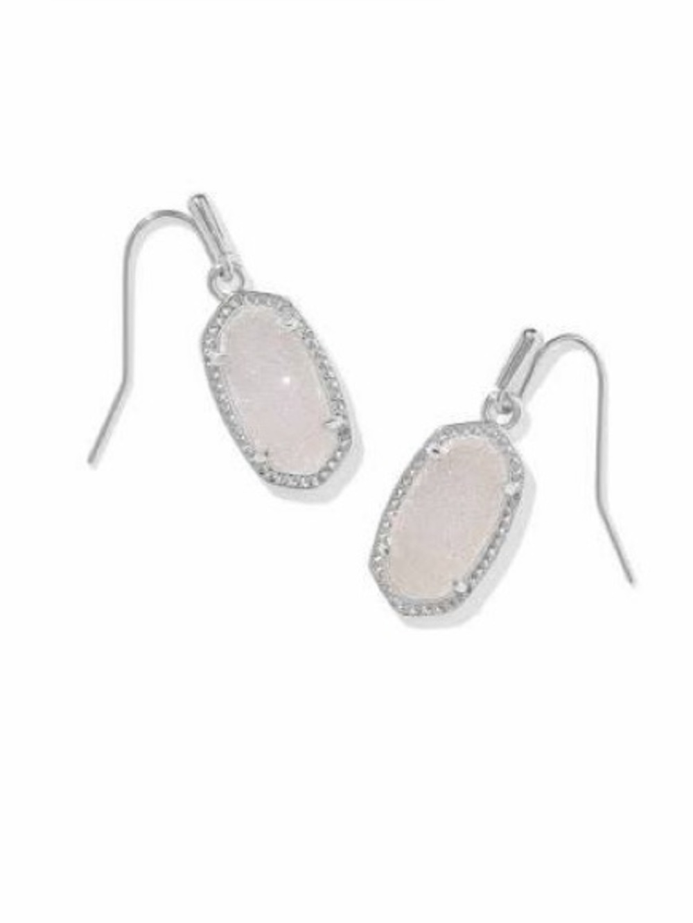 Kendra Scott Lee Silver Drop Earrings in Iridescent Drusy Drop Earrings in Silve